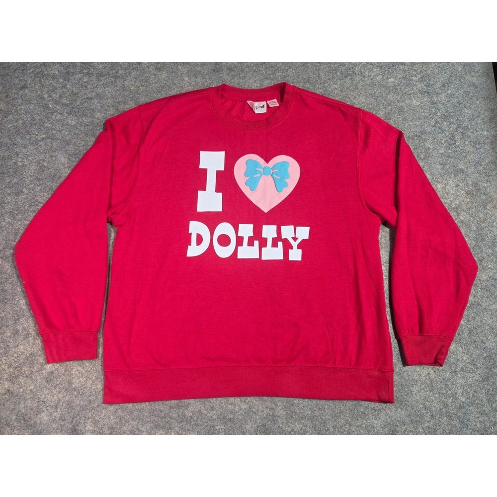 Dolly Parton I Heart Dolly Red Graphic Sweatshirt XXL Pullover Fleece